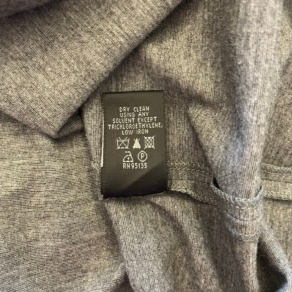 Layfayette 148 Draped Front Dress Size 16 Midi Sheath Gray Office Stretch Work - Picture 12 of 15